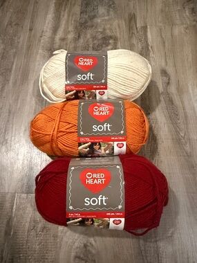 Red Heart Soft Yarn Bundle - Ivory, Orange, Red